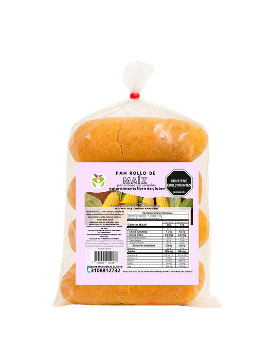 Rollos de Pan de maíz "De alimentos para la vida"  8 unds Sin Gluten