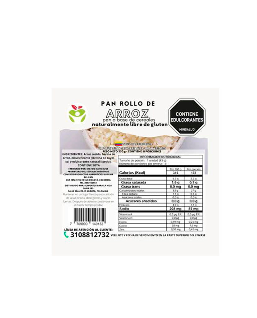 Rollos de pan de arroz "De alimentos para la vida" 8 und Sin Gluten