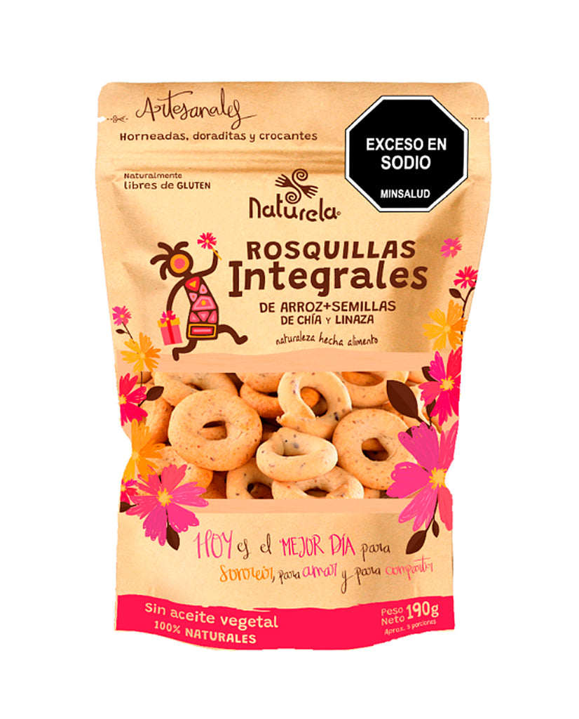 Rosquillas integrales de arroz+semillas de chia y linaza Naturela 190 gr