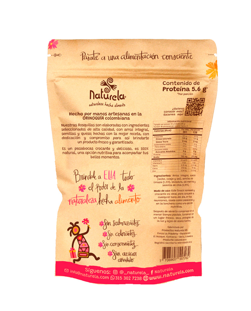 Rosquillas integrales de arroz+semillas de chia y linaza Naturela 190 gr