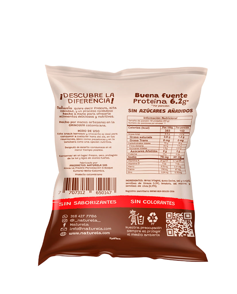Rosquillas integrales de arroz+semillas de chia y linaza Naturela 75 gr