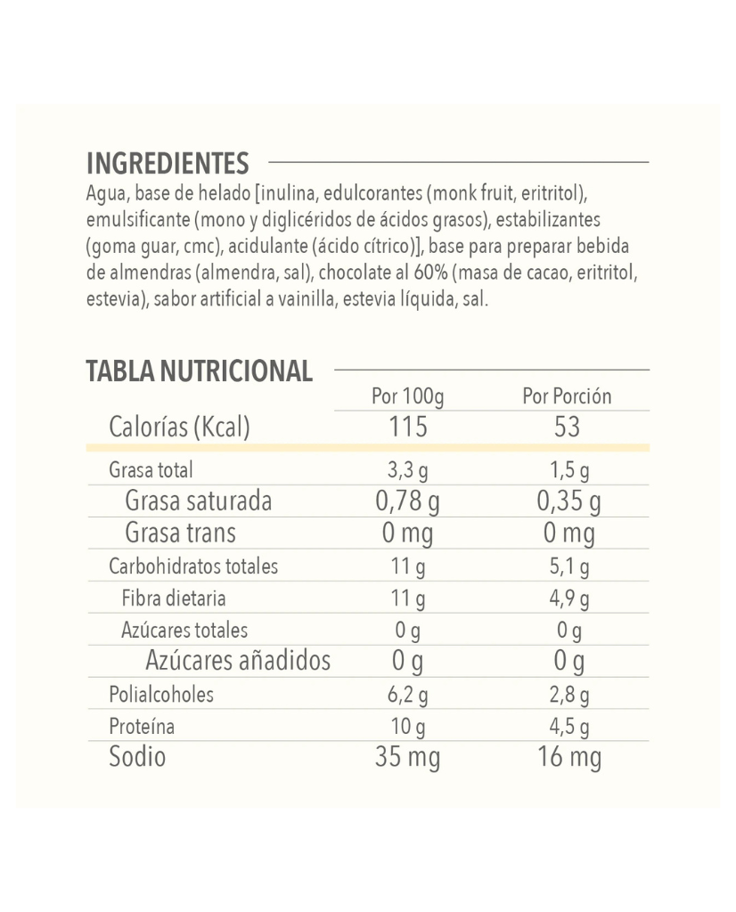 Helado de vainilla chocolate "Olu"