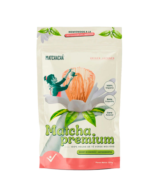 Matchacha	Empaque de té matcha premium Matchacha de 50 gramos en polvo verde.brillante.