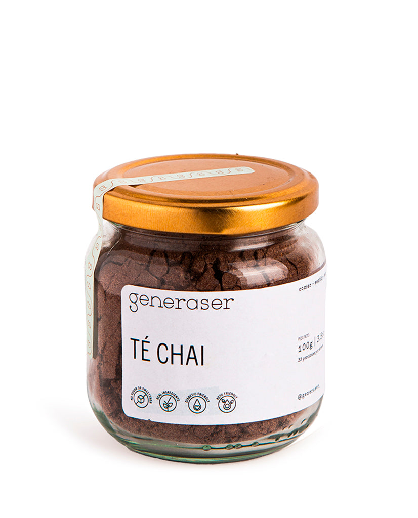 Frasco de Té Chai Generaser con mezcla de té negro y especias naturales.