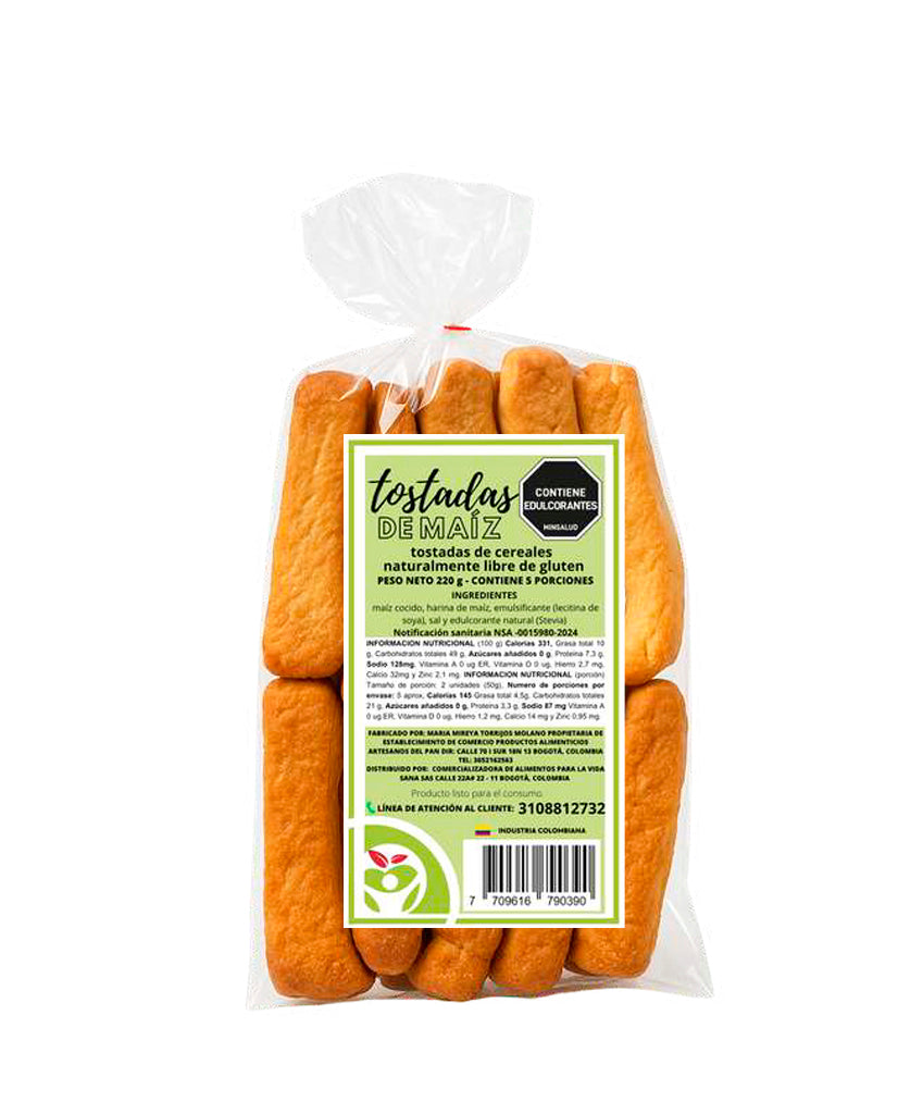 Tostadas de maíz amarillo sin gluten Vida Sana crocantes.