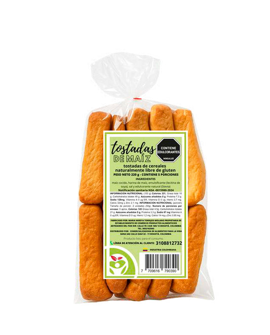 Tostadas de maíz amarillo sin gluten Vida Sana crocantes.