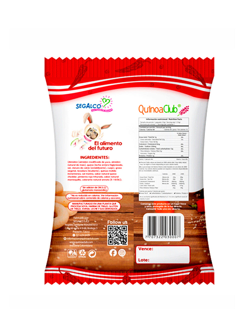 Unidad rosquitas de quinua picante pack Quinoa club 15 gr
