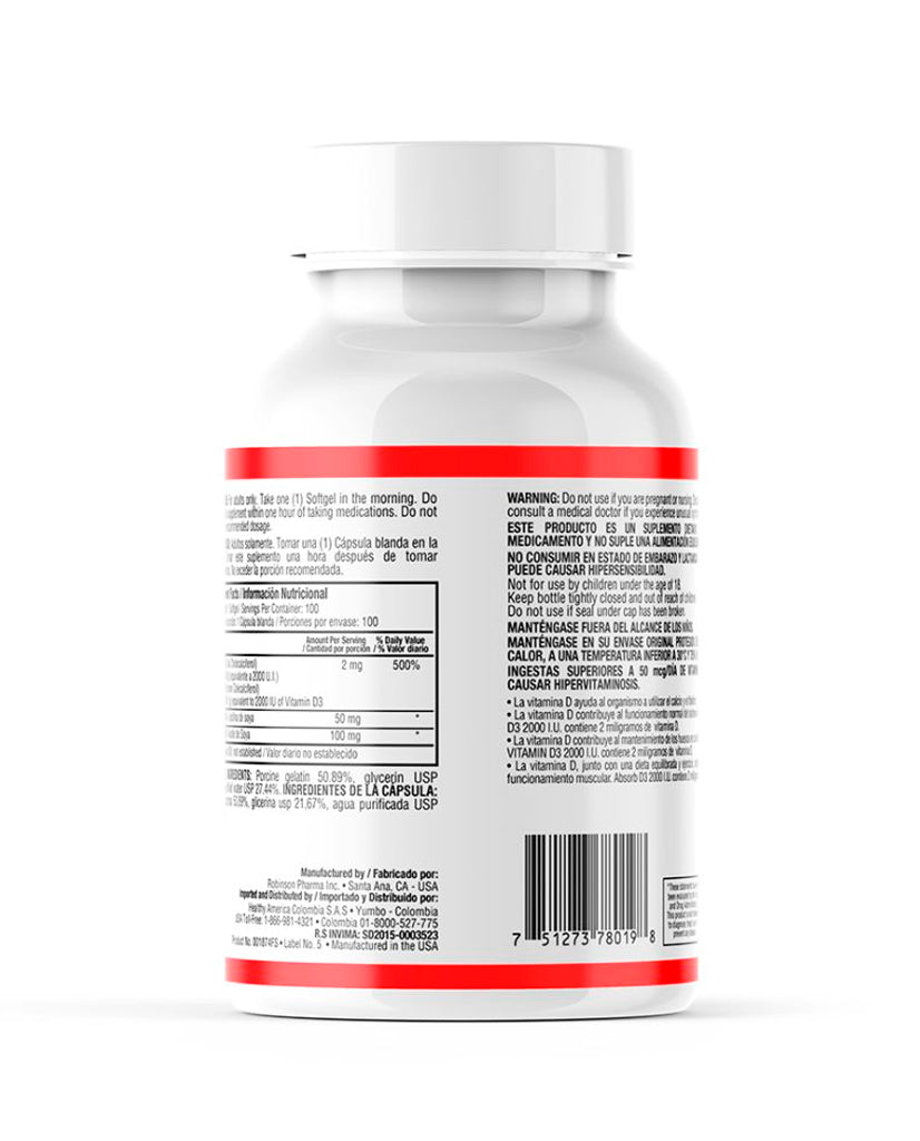 Detalle de cápsulas de Vitamina D3 para bienestar óseo.