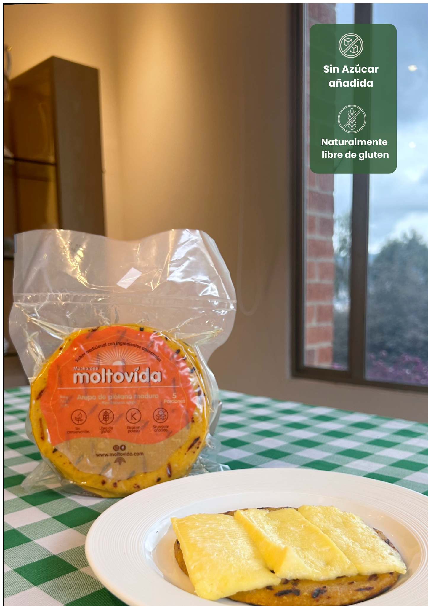 Arepa de plátano maduro "Moltovida" 5 unds Sin Gluten