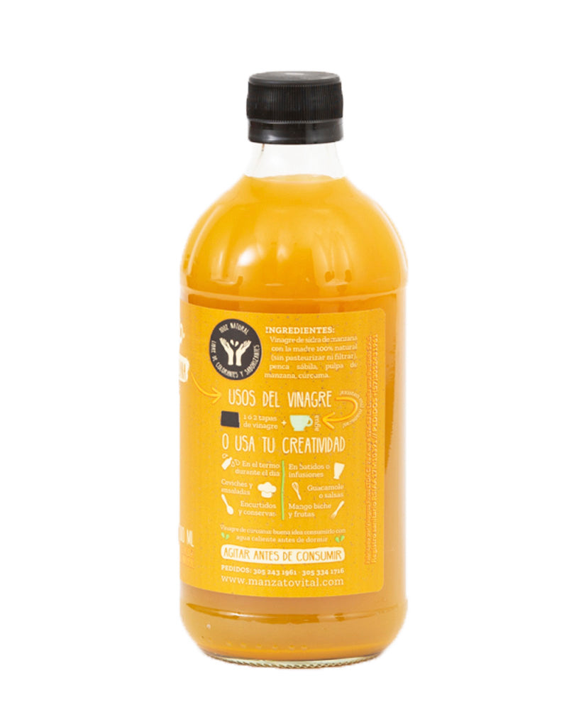 Vinagre de manzana con cúrcuma y penca sábila Manzato 500 ml