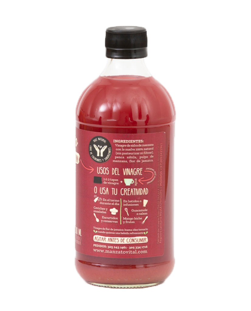 Vinagre de manzana con flor de jamaica y penca sábila Manzato 500 ml